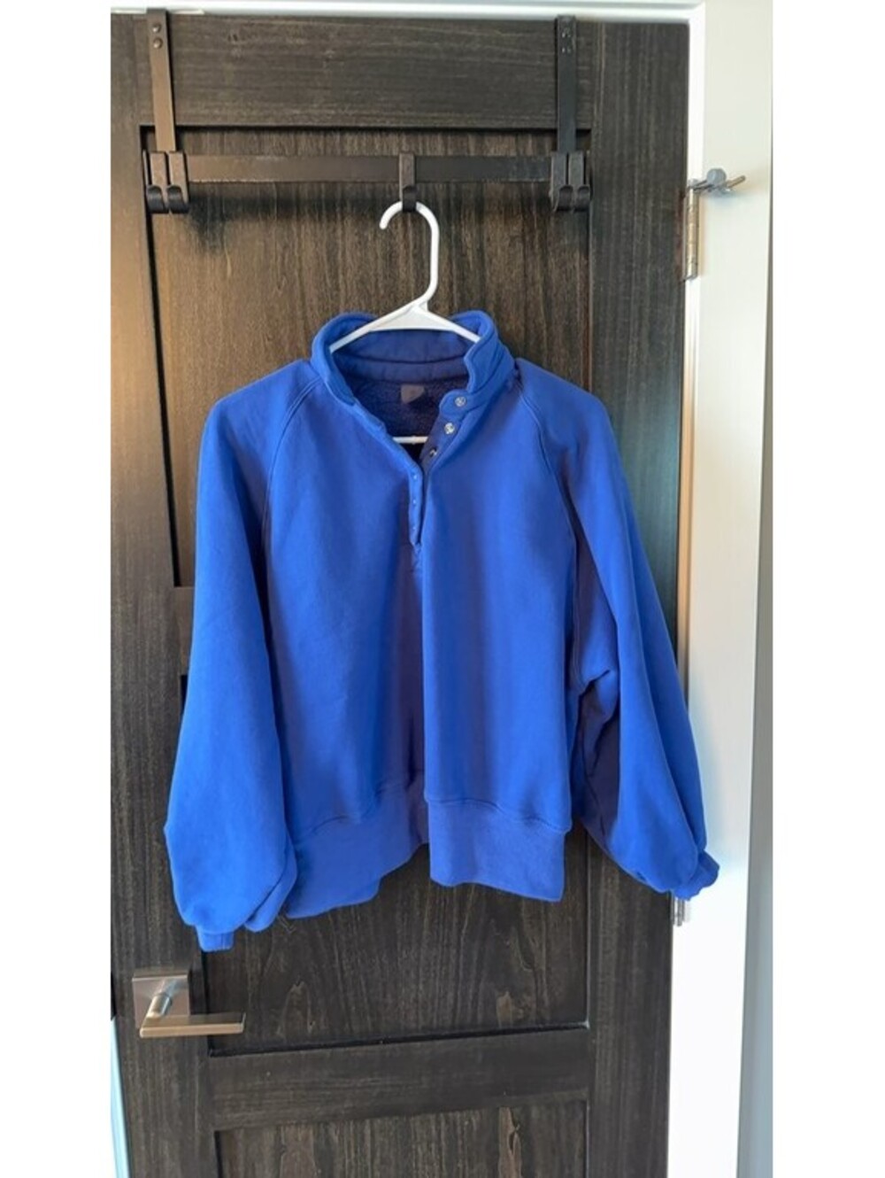 Blue Snap Button Sweatshirt Small 0197